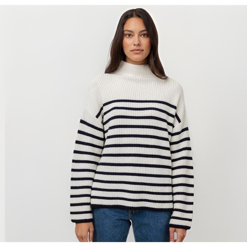 RAILS Claudia Striped Ribbed Knit Sweater Women's Size Medium Wool Cashmere